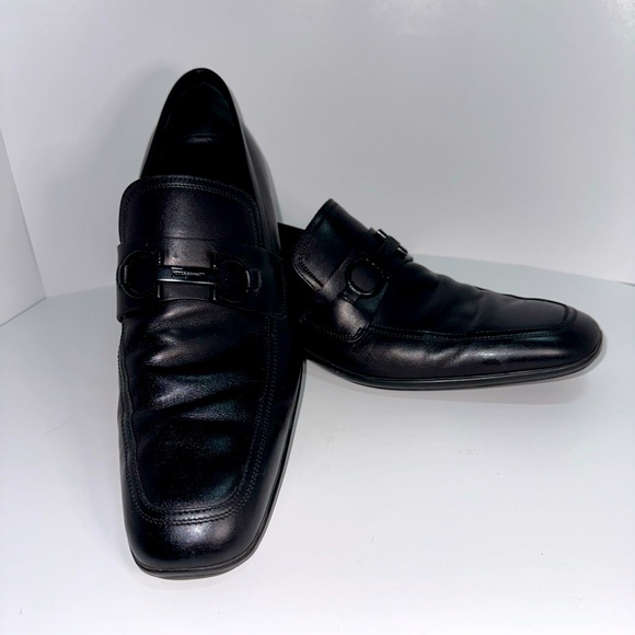 Salvatore Ferragamo Black David Gancini Bit Loafer